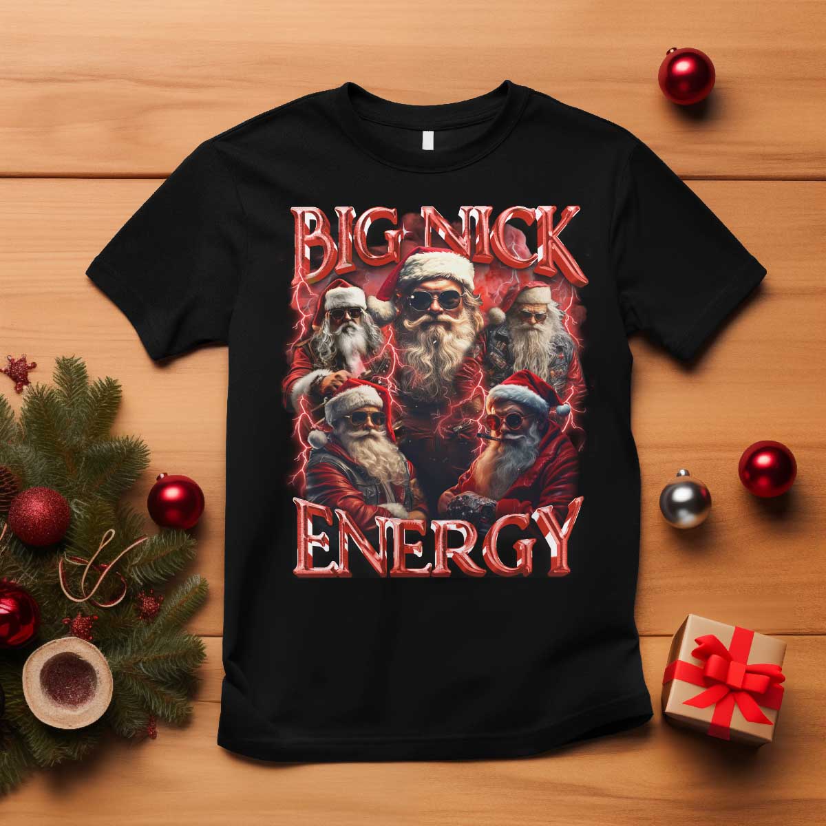 Christmas Santa T Shirt Big Nick Energy Bootleg Rap Tee TS10 Black Print Your Wear