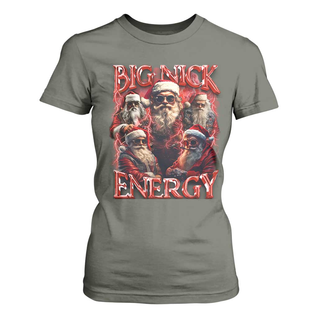 Christmas Santa T Shirt For Women Big Nick Energy Bootleg Rap Tee TS10 Military Green Print Your Wear