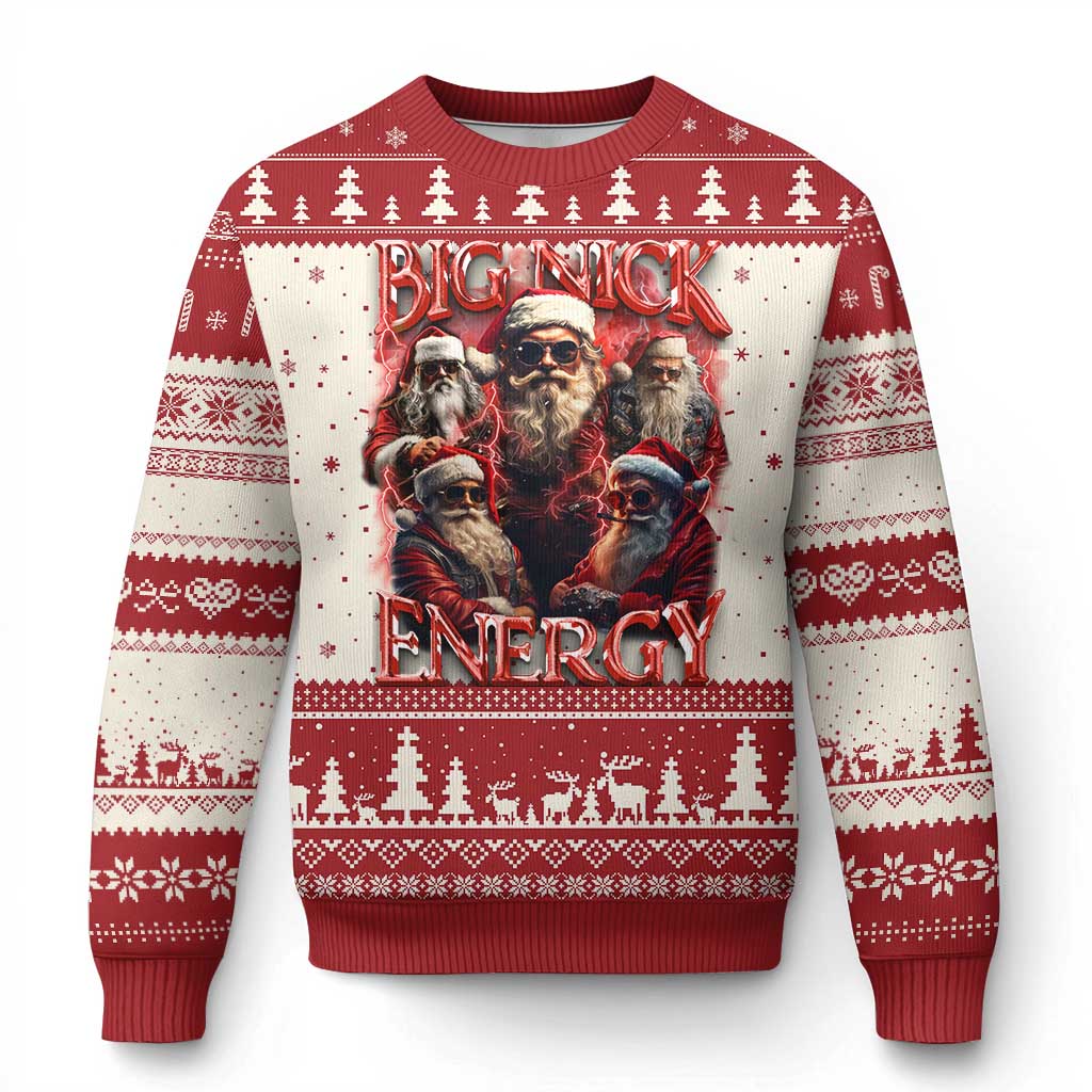 Santa Ugly Christmas Sweater Big Nick Energy Bootleg Rap Tee TS10 Red Print Your Wear