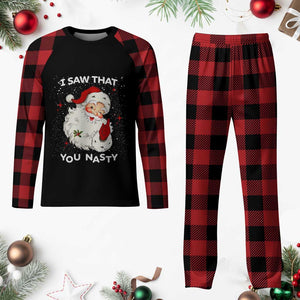 Santa Plaid Pajama Set Vintage I Saw That You Naughty TS10 Buffalo Plaid Print Your Wear