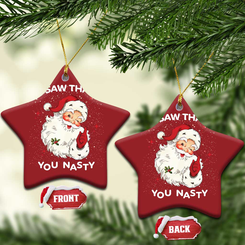 Santa Christmas Ornament Vintage I Saw That You Naughty TS10 Star Red Print Your Wear