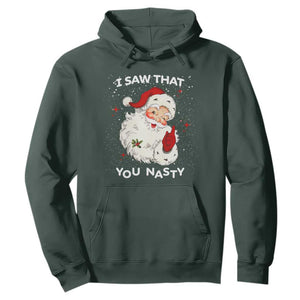 Christmas Santa Hoodie Vintage I Saw That You Naughty TS10 Dark Forest Green Print Your Wear