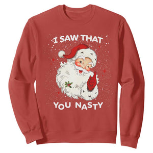 Christmas Santa Sweatshirt Vintage I Saw That You Naughty TS10 Red Print Your Wear