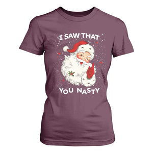 Christmas Santa T Shirt For Women Vintage I Saw That You Naughty TS10 Maroon Print Your Wear