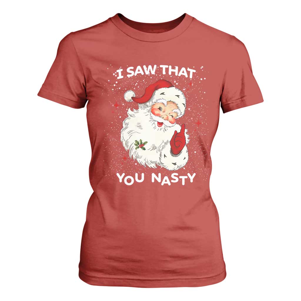 Christmas Santa T Shirt For Women Vintage I Saw That You Naughty TS10 Red Print Your Wear