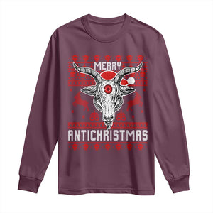 Satan Claus Merry Antichristmas Long Sleeve Shirt Pentagram Ugly Christmas Sweater Evil Pajama TS10 Maroon Print Your Wear
