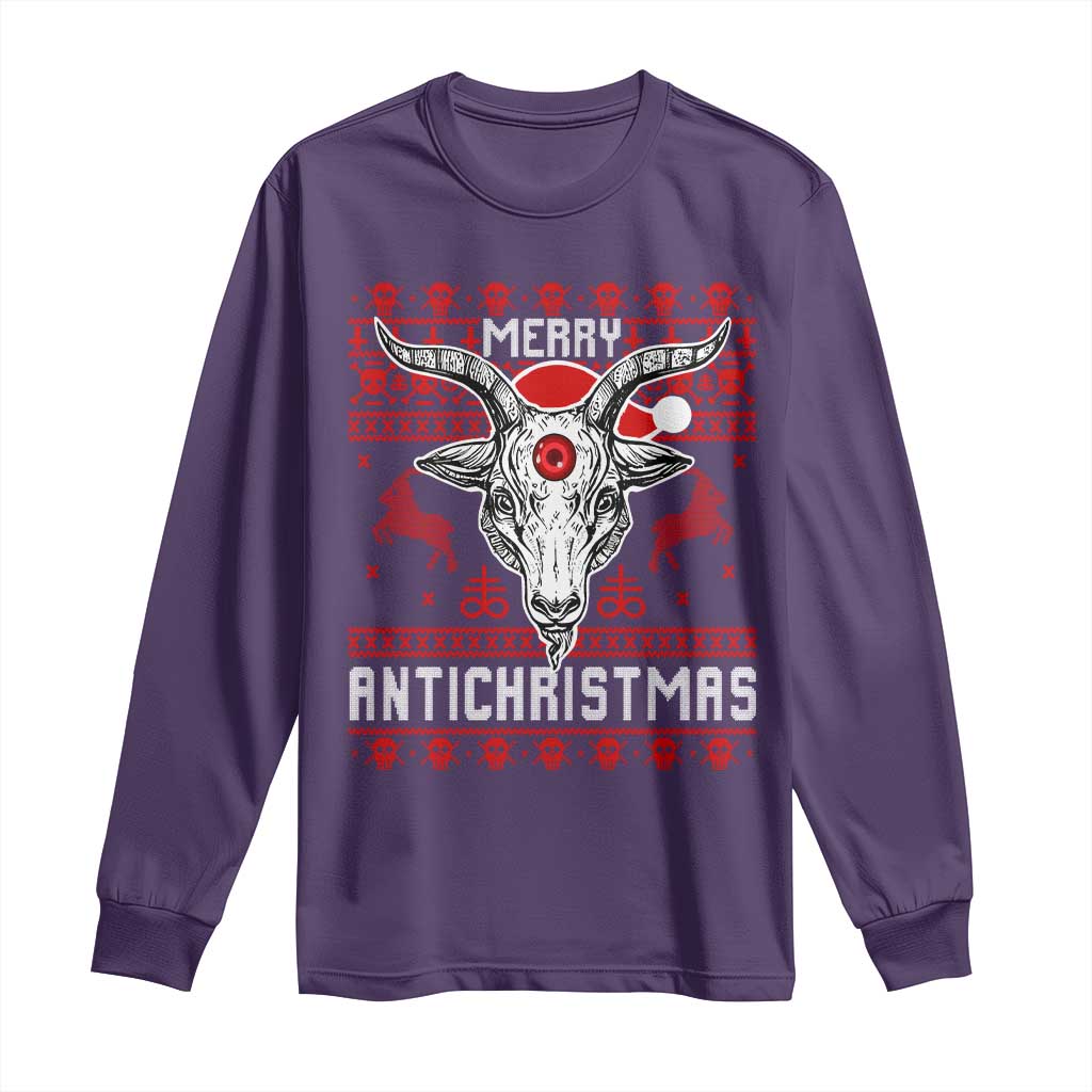 Satan Claus Merry Antichristmas Long Sleeve Shirt Pentagram Ugly Christmas Sweater Evil Pajama TS10 Purple Print Your Wear