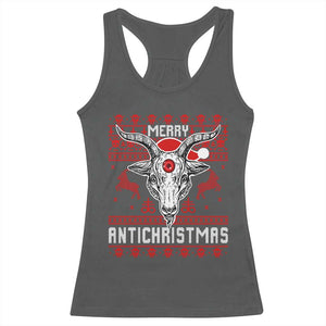Satan Claus Merry Antichristmas Racerback Tank Top Pentagram Ugly Christmas Sweater Evil Pajama TS10 Dark Heather Print Your Wear