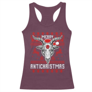 Satan Claus Merry Antichristmas Racerback Tank Top Pentagram Ugly Christmas Sweater Evil Pajama TS10 Maroon Print Your Wear