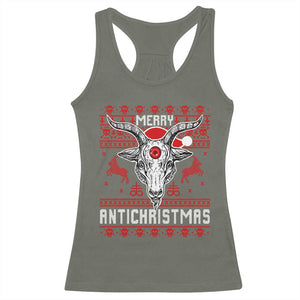Satan Claus Merry Antichristmas Racerback Tank Top Pentagram Ugly Christmas Sweater Evil Pajama TS10 Military Green Print Your Wear