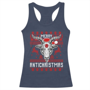 Satan Claus Merry Antichristmas Racerback Tank Top Pentagram Ugly Christmas Sweater Evil Pajama TS10 Navy Print Your Wear
