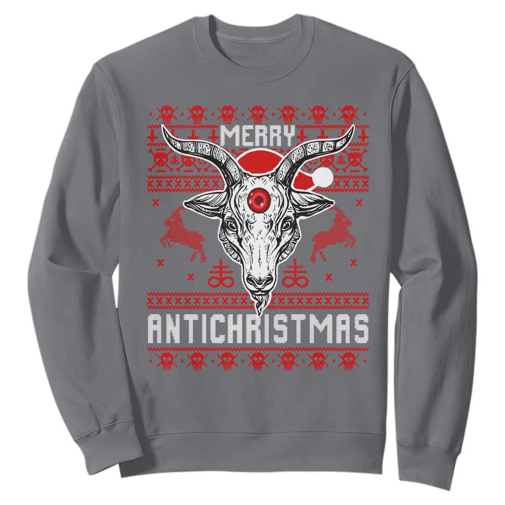 Satan Claus Merry Antichristmas Sweatshirt Pentagram Ugly Christmas Sweater Evil Pajama TS10 Charcoal Print Your Wear