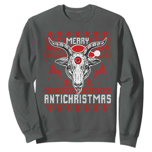 Satan Claus Merry Antichristmas Sweatshirt Pentagram Ugly Christmas Sweater Evil Pajama TS10 Dark Heather Print Your Wear