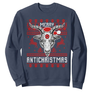 Satan Claus Merry Antichristmas Sweatshirt Pentagram Ugly Christmas Sweater Evil Pajama TS10 Navy Print Your Wear