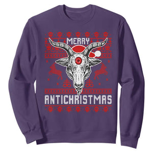 Satan Claus Merry Antichristmas Sweatshirt Pentagram Ugly Christmas Sweater Evil Pajama TS10 Purple Print Your Wear