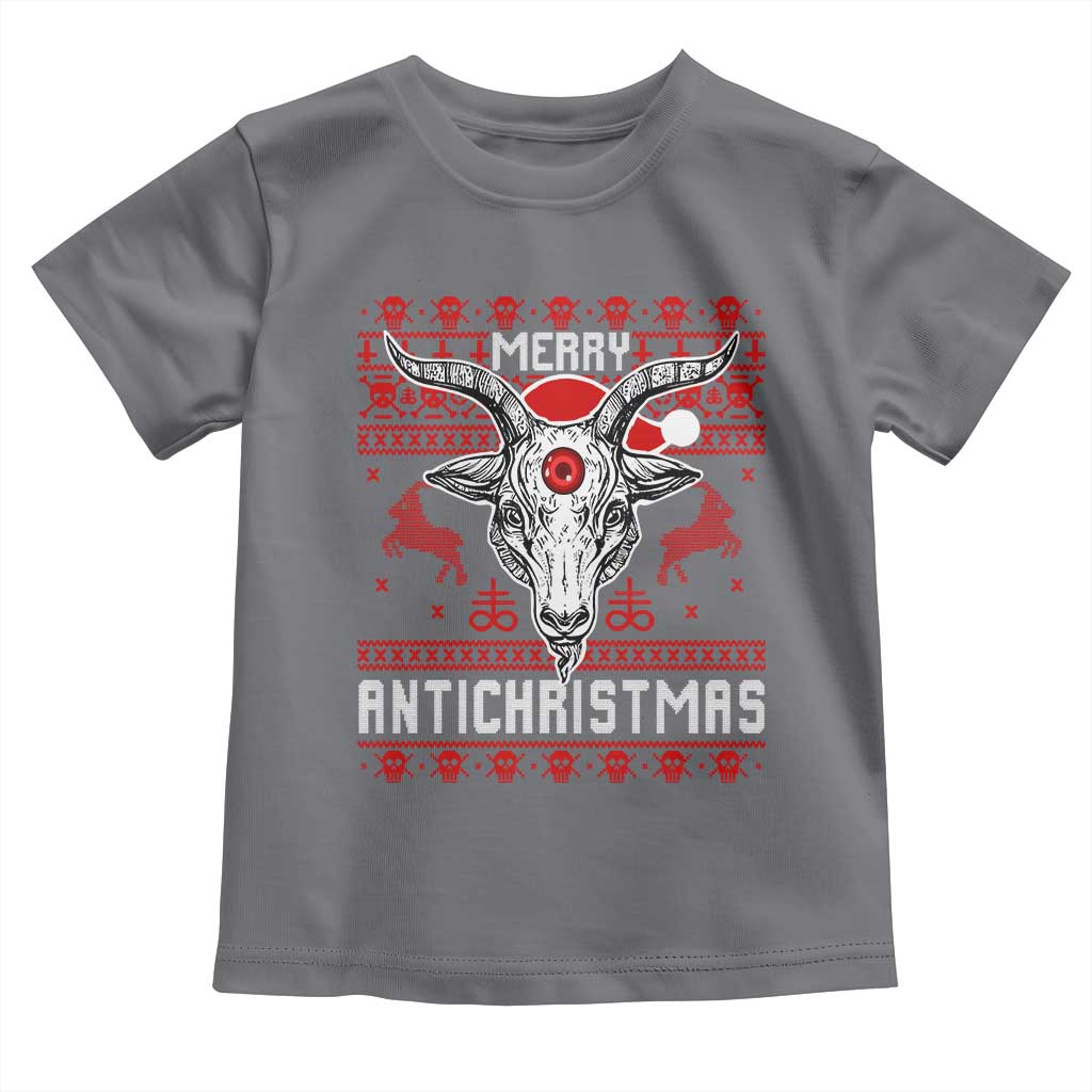 Satan Claus Merry Antichristmas Toddler T Shirt Pentagram Ugly Christmas Sweater Evil Pajama TS10 Charcoal Print Your Wear