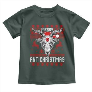 Satan Claus Merry Antichristmas Toddler T Shirt Pentagram Ugly Christmas Sweater Evil Pajama TS10 Dark Forest Green Print Your Wear