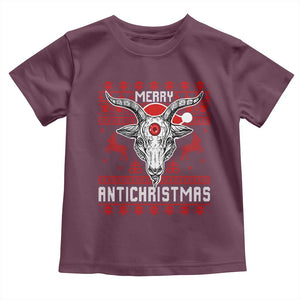 Satan Claus Merry Antichristmas Toddler T Shirt Pentagram Ugly Christmas Sweater Evil Pajama TS10 Maroon Print Your Wear