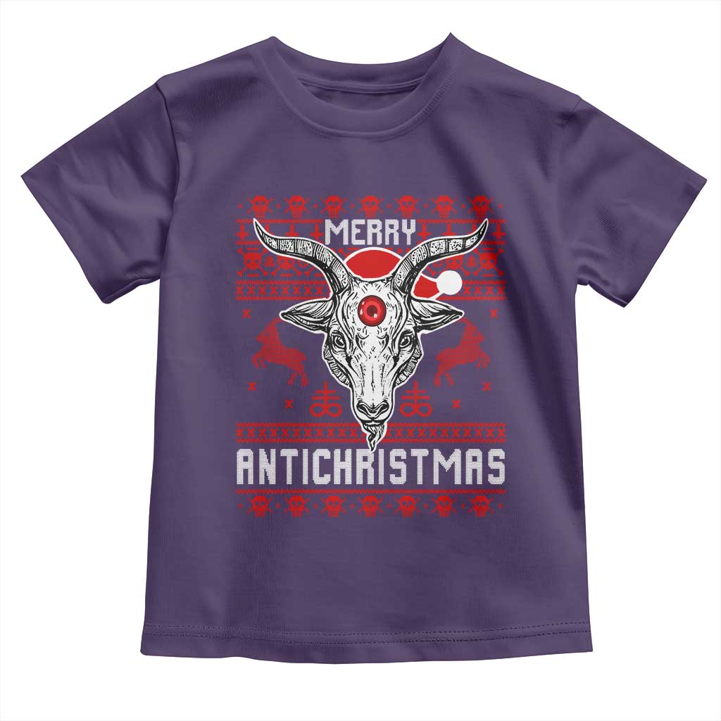 Satan Claus Merry Antichristmas Toddler T Shirt Pentagram Ugly Christmas Sweater Evil Pajama TS10 Purple Print Your Wear