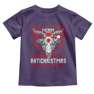 Satan Claus Merry Antichristmas Toddler T Shirt Pentagram Ugly Christmas Sweater Evil Pajama TS10 Purple Print Your Wear