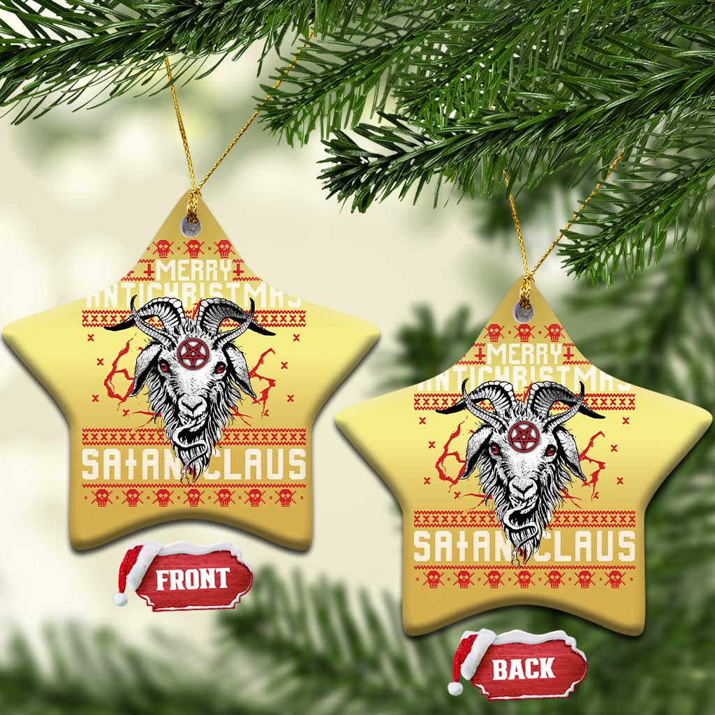 Satan Claus Merry Antichristmas Christmas Ornament Goth Ugly Christmas Sweater Pentagram Evil Pajama TS10 Star Gold Print Your Wear