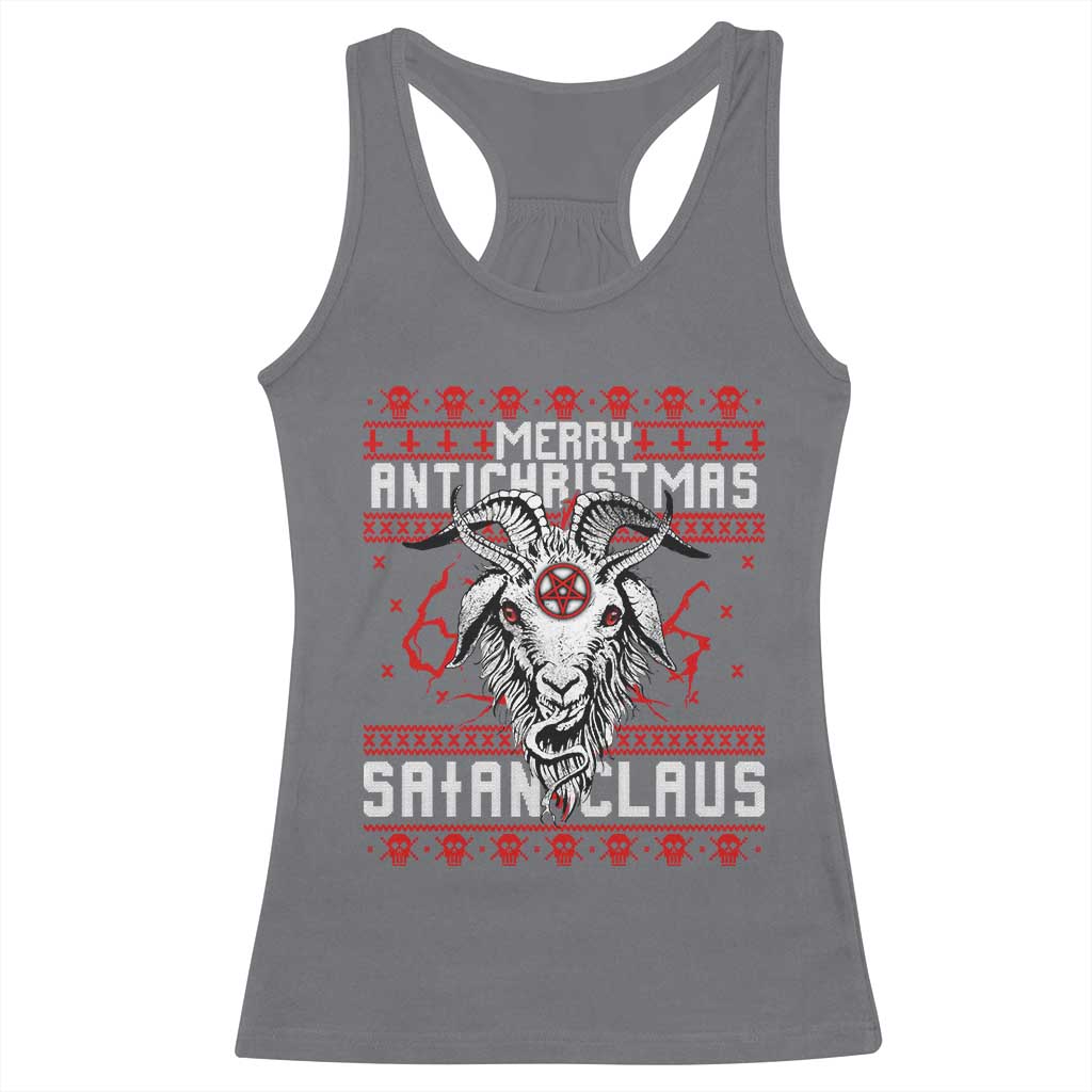 Satan Claus Merry Antichristmas Racerback Tank Top Goth Ugly Christmas Sweater Pentagram Evil Pajama TS10 Charcoal Print Your Wear