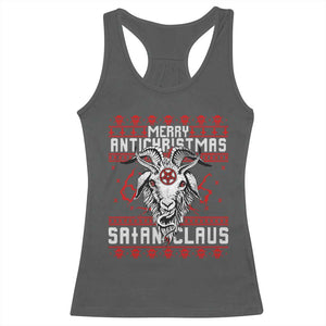 Satan Claus Merry Antichristmas Racerback Tank Top Goth Ugly Christmas Sweater Pentagram Evil Pajama TS10 Dark Heather Print Your Wear