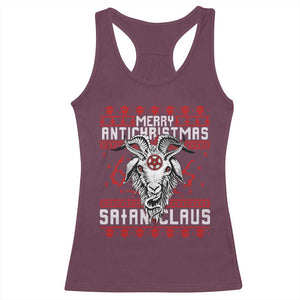 Satan Claus Merry Antichristmas Racerback Tank Top Goth Ugly Christmas Sweater Pentagram Evil Pajama TS10 Maroon Print Your Wear