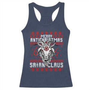 Satan Claus Merry Antichristmas Racerback Tank Top Goth Ugly Christmas Sweater Pentagram Evil Pajama TS10 Navy Print Your Wear