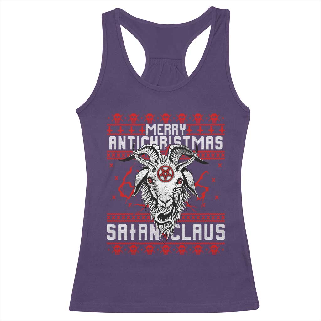 Satan Claus Merry Antichristmas Racerback Tank Top Goth Ugly Christmas Sweater Pentagram Evil Pajama TS10 Purple Print Your Wear