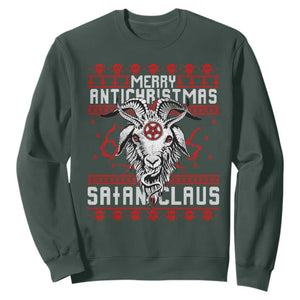 Satan Claus Merry Antichristmas Sweatshirt Goth Ugly Christmas Sweater Pentagram Evil Pajama TS10 Dark Forest Green Print Your Wear