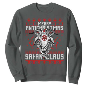 Satan Claus Merry Antichristmas Sweatshirt Goth Ugly Christmas Sweater Pentagram Evil Pajama TS10 Dark Heather Print Your Wear
