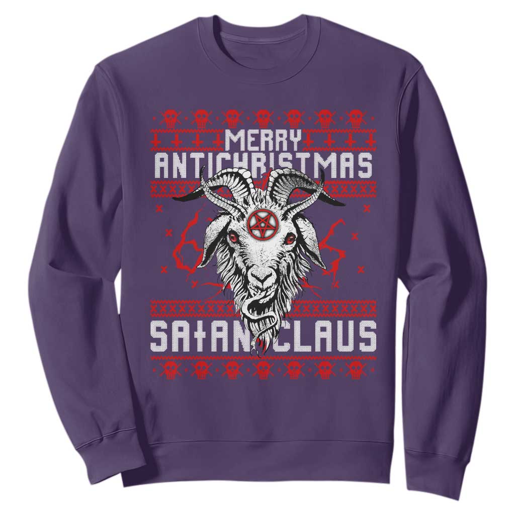 Satan Claus Merry Antichristmas Sweatshirt Goth Ugly Christmas Sweater Pentagram Evil Pajama TS10 Purple Print Your Wear