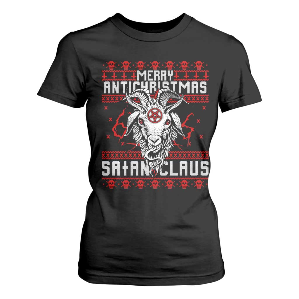 Satan Claus Merry Antichristmas T Shirt For Women Goth Ugly Christmas Sweater Pentagram Evil Pajama TS10 Black Print Your Wear