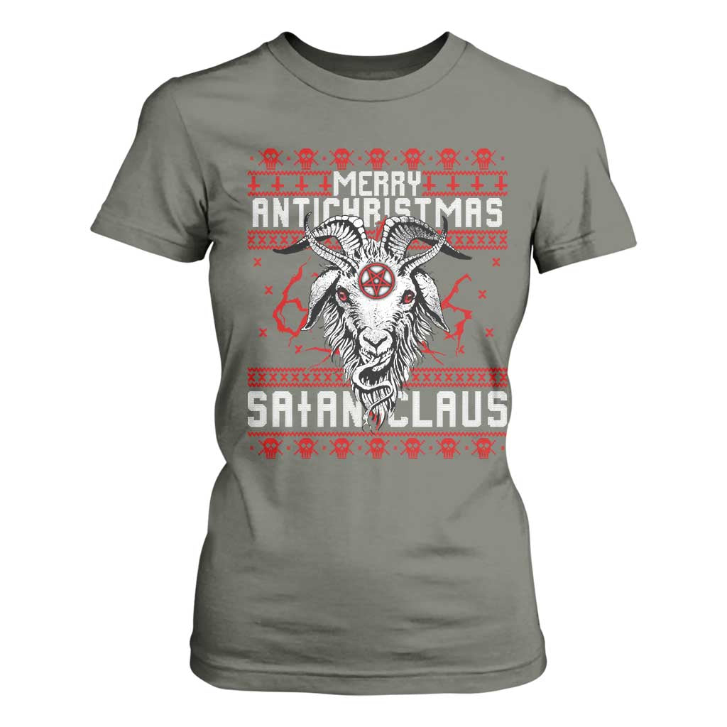 Satan Claus Merry Antichristmas T Shirt For Women Goth Ugly Christmas Sweater Pentagram Evil Pajama TS10 Military Green Print Your Wear
