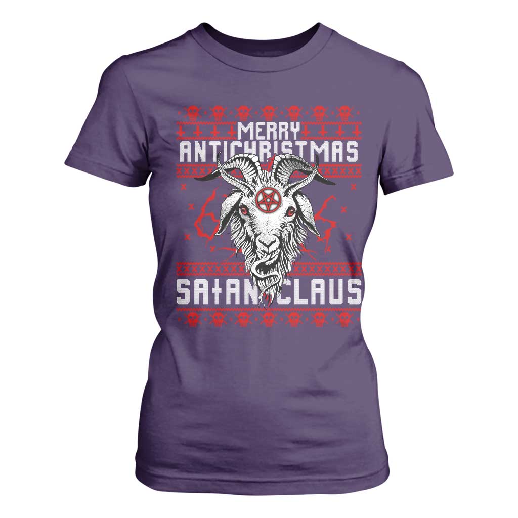 Satan Claus Merry Antichristmas T Shirt For Women Goth Ugly Christmas Sweater Pentagram Evil Pajama TS10 Purple Print Your Wear