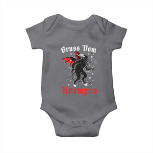 Christmas Krampus Baby Onesie Scary Horror Goth Xmas Gruss Von Krampus TS10 Charcoal Print Your Wear