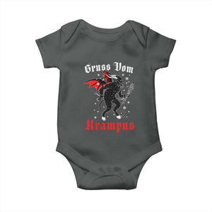 Christmas Krampus Baby Onesie Scary Horror Goth Xmas Gruss Von Krampus TS10 Dark Heather Print Your Wear