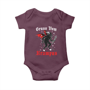 Christmas Krampus Baby Onesie Scary Horror Goth Xmas Gruss Von Krampus TS10 Maroon Print Your Wear