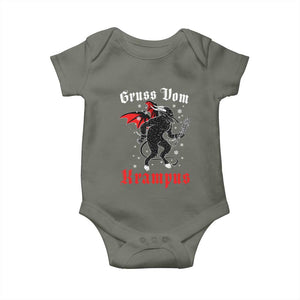 Christmas Krampus Baby Onesie Scary Horror Goth Xmas Gruss Von Krampus TS10 Military Green Print Your Wear