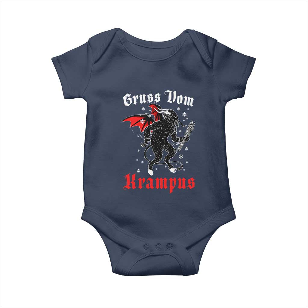 Christmas Krampus Baby Onesie Scary Horror Goth Xmas Gruss Von Krampus TS10 Navy Print Your Wear