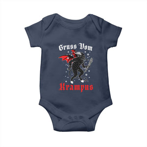 Christmas Krampus Baby Onesie Scary Horror Goth Xmas Gruss Von Krampus TS10 Navy Print Your Wear