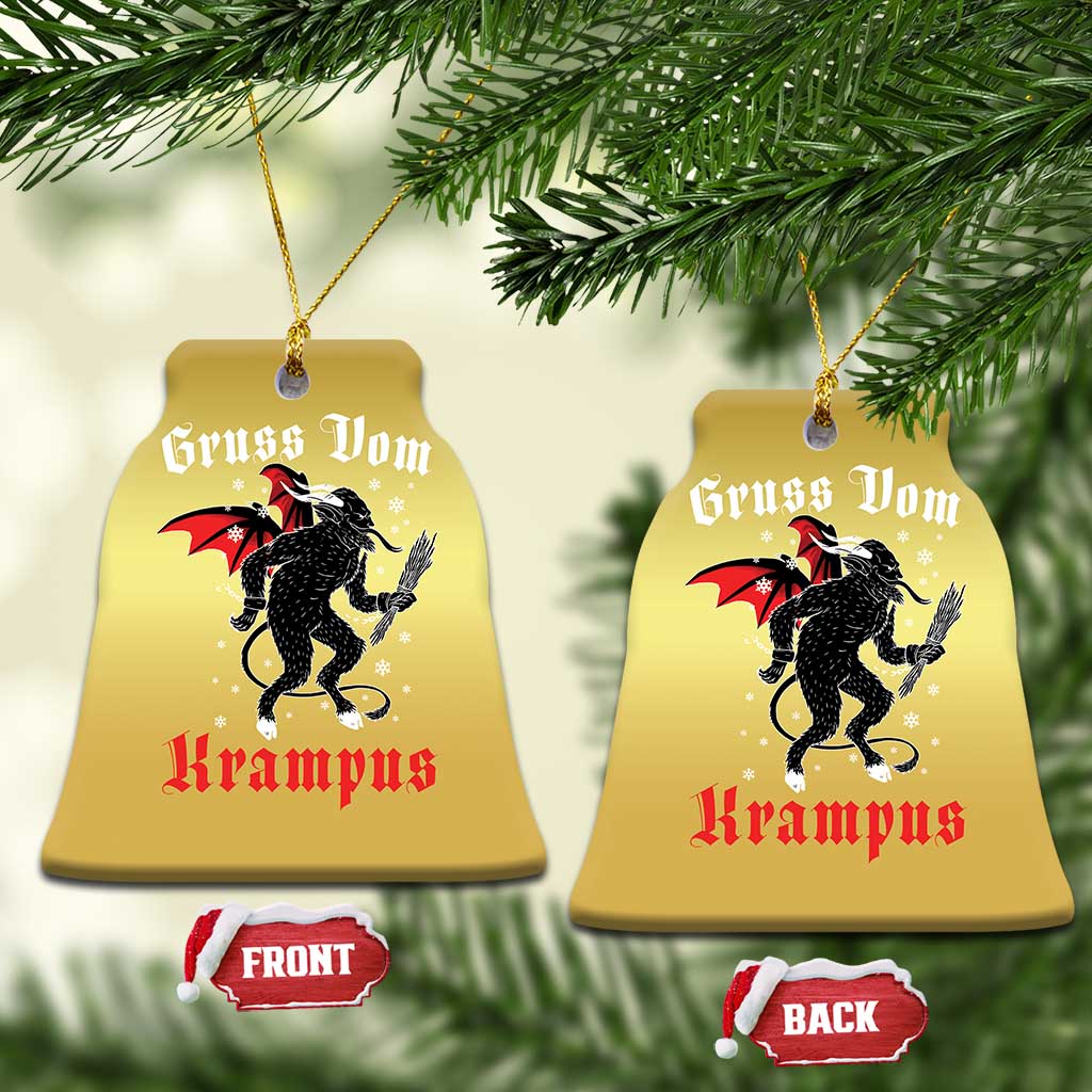 Krampus Christmas Ornament Scary Horror Goth Xmas Gruss Von Krampus TS10 Bell Flake Gold Print Your Wear