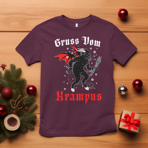 Christmas Krampus T Shirt Scary Horror Goth Xmas Gruss Von Krampus TS10 Maroon Print Your Wear