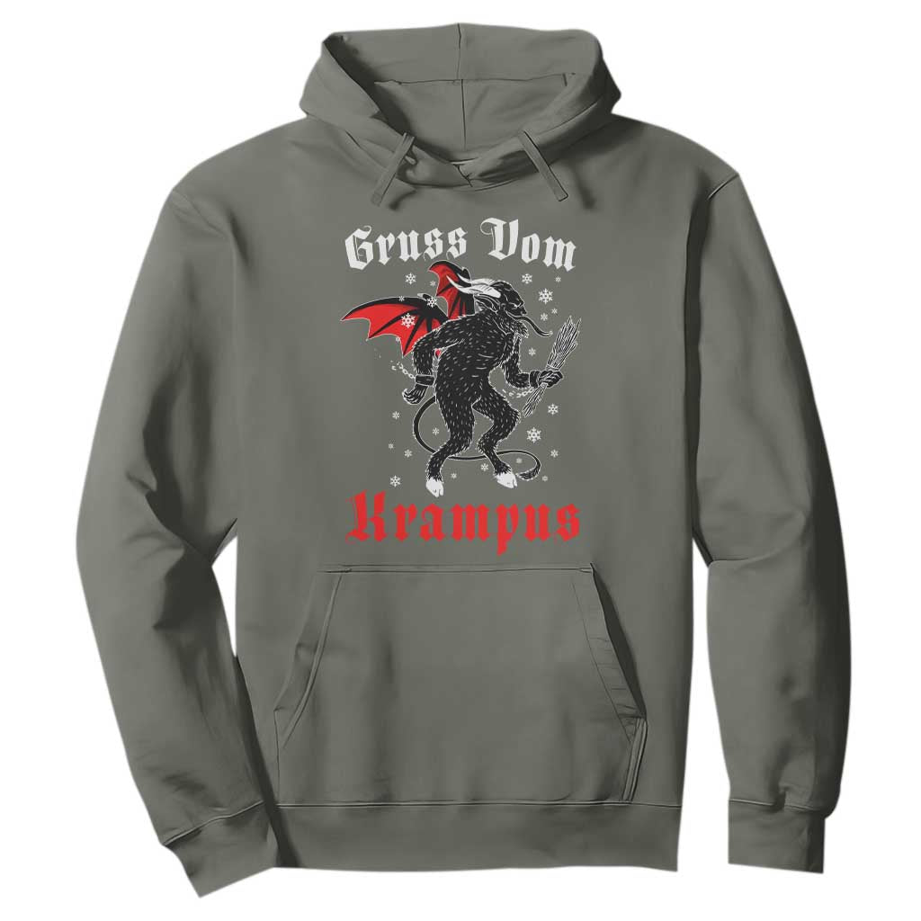 Christmas Krampus Hoodie Scary Horror Goth Xmas Gruss Von Krampus TS10 Military Green Print Your Wear