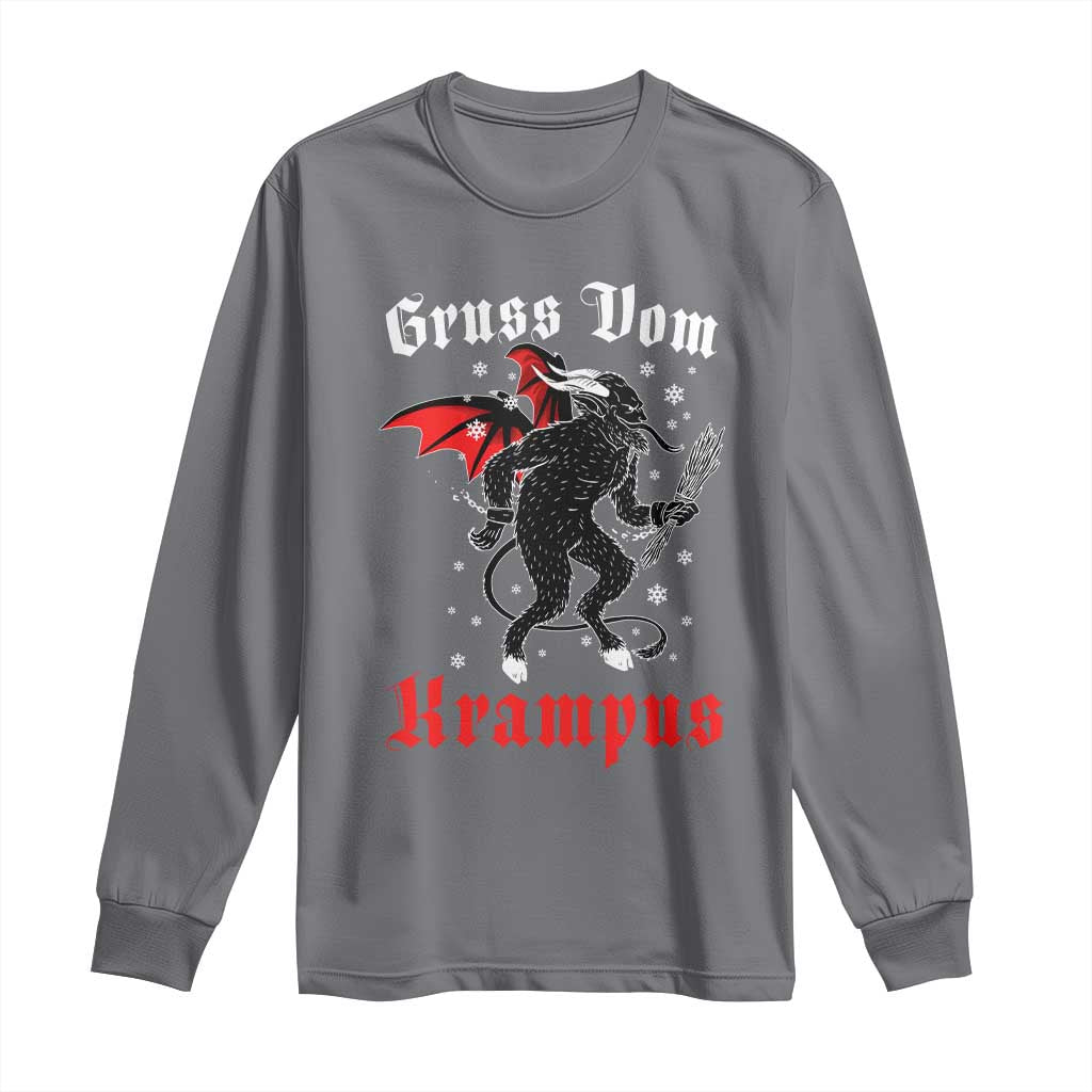 Christmas Krampus Long Sleeve Shirt Scary Horror Goth Xmas Gruss Von Krampus TS10 Charcoal Print Your Wear