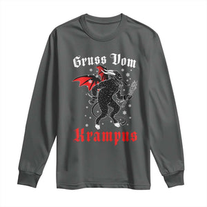 Christmas Krampus Long Sleeve Shirt Scary Horror Goth Xmas Gruss Von Krampus TS10 Dark Heather Print Your Wear