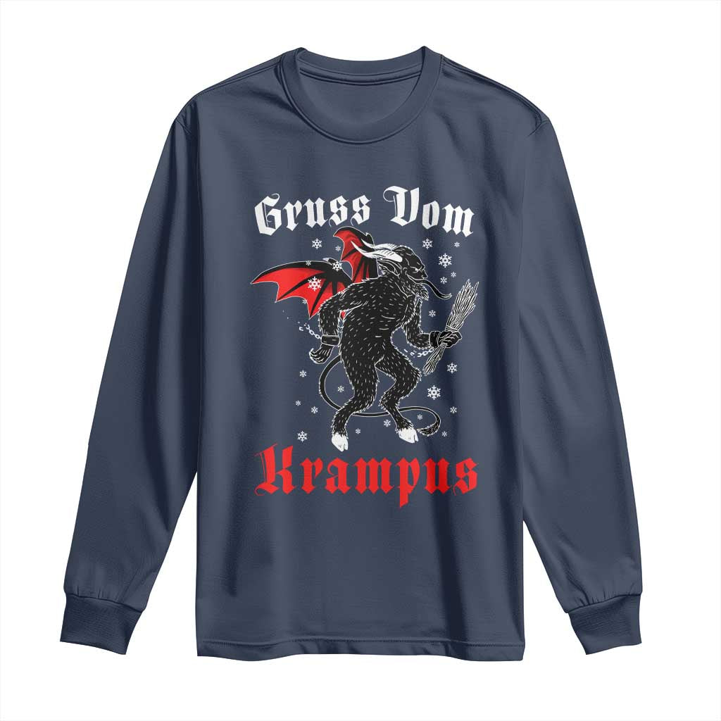 Christmas Krampus Long Sleeve Shirt Scary Horror Goth Xmas Gruss Von Krampus TS10 Navy Print Your Wear