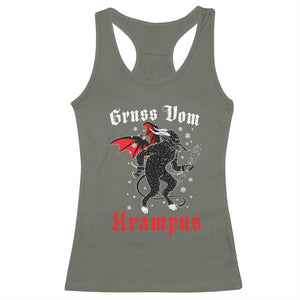 Christmas Krampus Racerback Tank Top Scary Horror Goth Xmas Gruss Von Krampus TS10 Military Green Print Your Wear