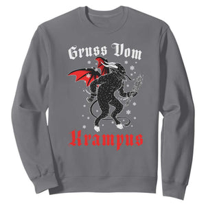 Christmas Krampus Sweatshirt Scary Horror Goth Xmas Gruss Von Krampus TS10 Charcoal Print Your Wear
